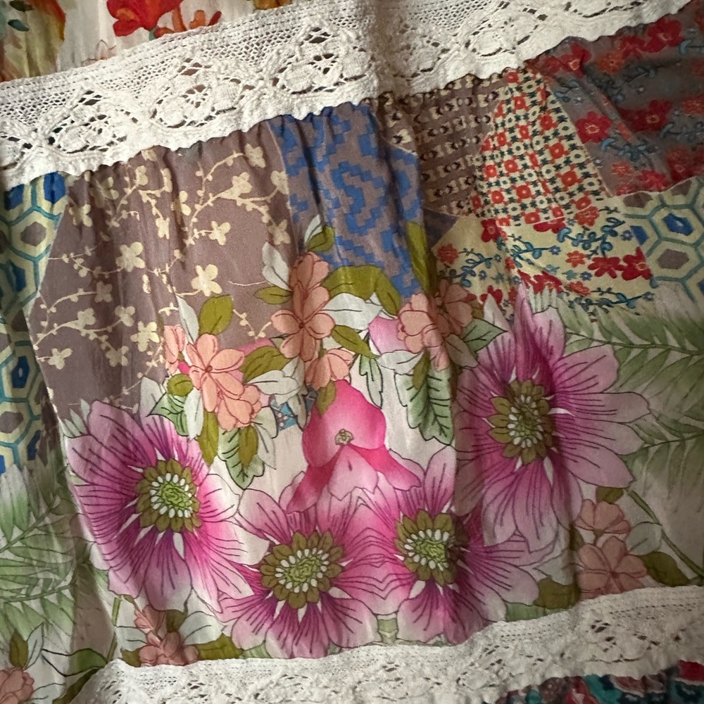 💓Gorgeous Bohemian Johnny Was Floral Patchwork Dress with Slip Included